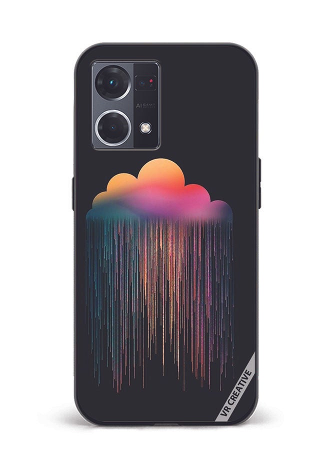 VR CREATIVE Protective Case Cover For Oppo Reno8 4G Colorful Rain Design Multicolour - Image 1