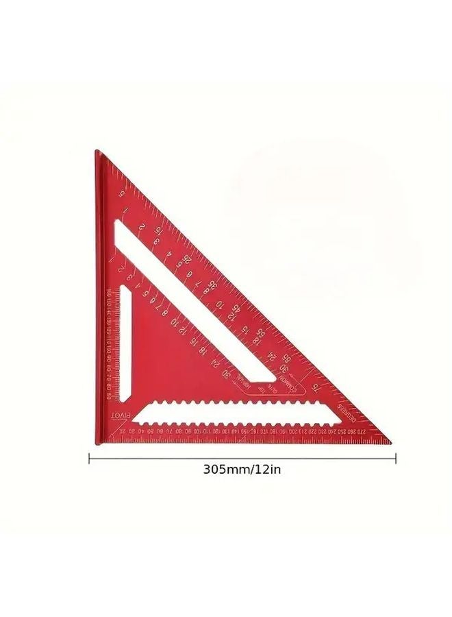12 Inch Red Aluminum Triangle Precision Angle Measurement Tool For Carpentry - Image 4