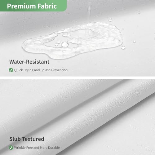 eachope White No Hook Shower Curtain with Snap-in Fabric Liner Set,Slub Textured Fabric Shower Curtains for Bathroom,Hotel Style Modern Shower Curtain,Water Repellent & Washable,71x74(72) - Image 5
