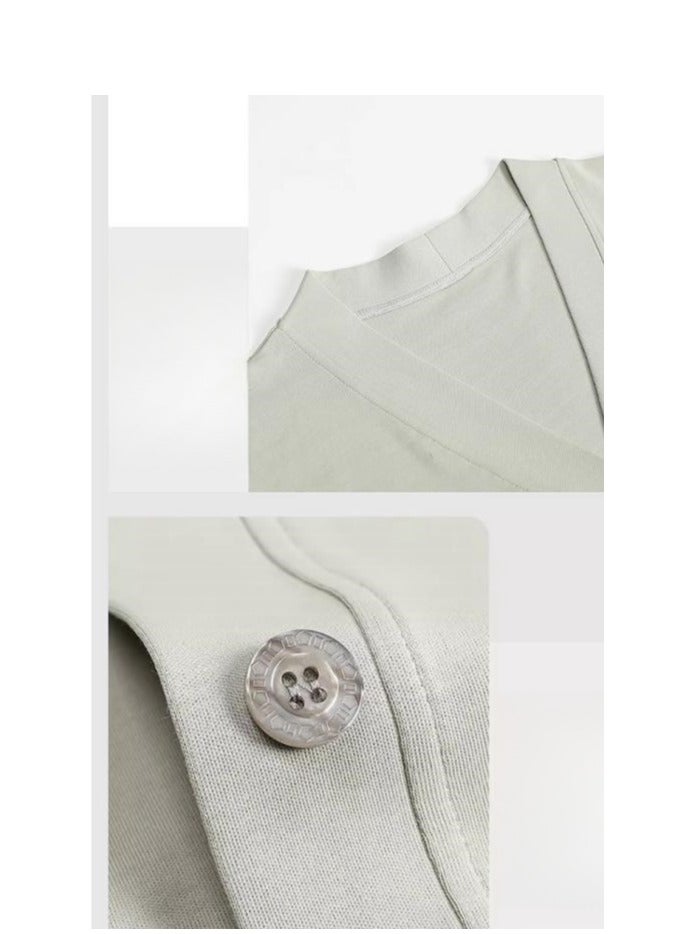 MIIOW Men's Pure Cotton V-Neck Long Sleeved Plus Size Home Suit Set - Image 4