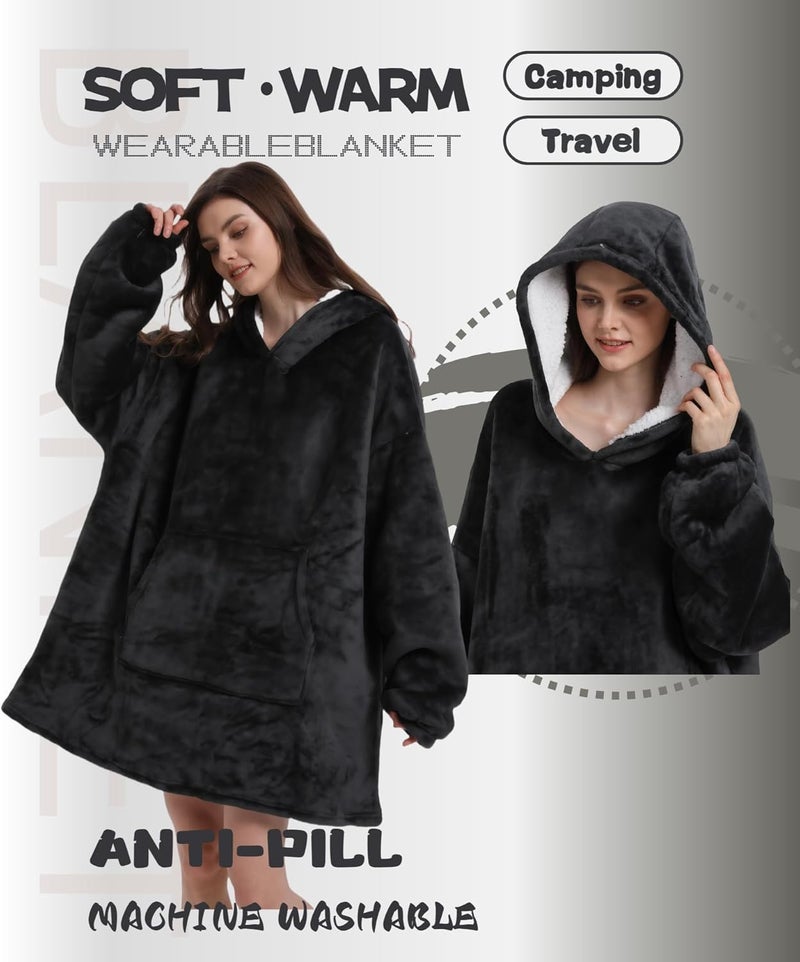 Solvienne Wearable Blanket Hoodie, Men Women Soft Flannel with oversized Pocket Christmas Halloween Cozy Lounge Wear - Image 2