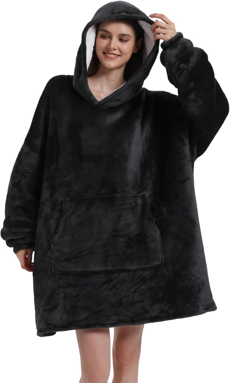 Solvienne Wearable Blanket Hoodie, Men Women Soft Flannel with oversized Pocket Christmas Halloween Cozy Lounge Wear - Image 1