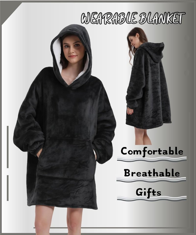 Solvienne Wearable Blanket Hoodie, Men Women Soft Flannel with oversized Pocket Christmas Halloween Cozy Lounge Wear - Image 3