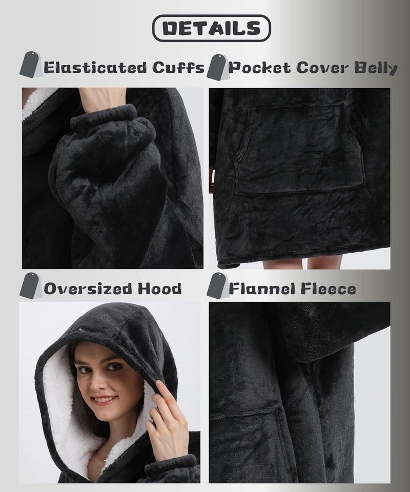 Solvienne Wearable Blanket Hoodie, Men Women Soft Flannel with oversized Pocket Christmas Halloween Cozy Lounge Wear - Image 5