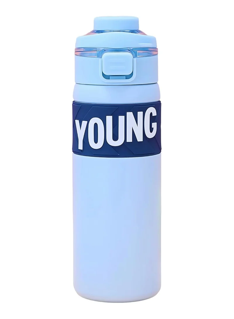 Mobcos 304 Stainless Steel Double Wall Vacuum Insulated Cup with Bounce Lid Straw 650ml Hiking Sports Water Bottle (Blue)