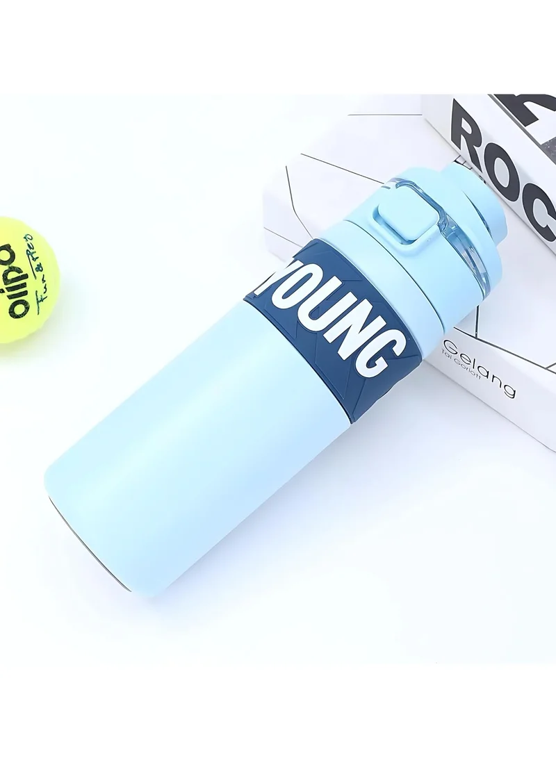 Mobcos 304 Stainless Steel Double Wall Vacuum Insulated Cup with Bounce Lid Straw 650ml Hiking Sports Water Bottle (Blue)