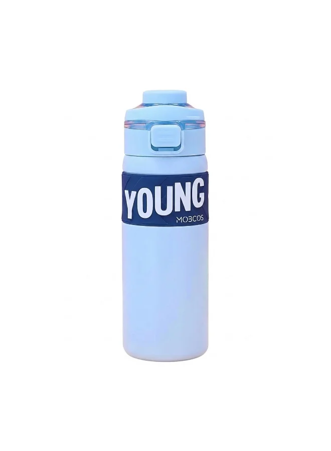 Mobcos Mobcos 304 Stainless Steel Double Wall Vacuum Insulated Cup with Bounce Lid Straw 650ml Hiking Sports Water Bottle (Blue)