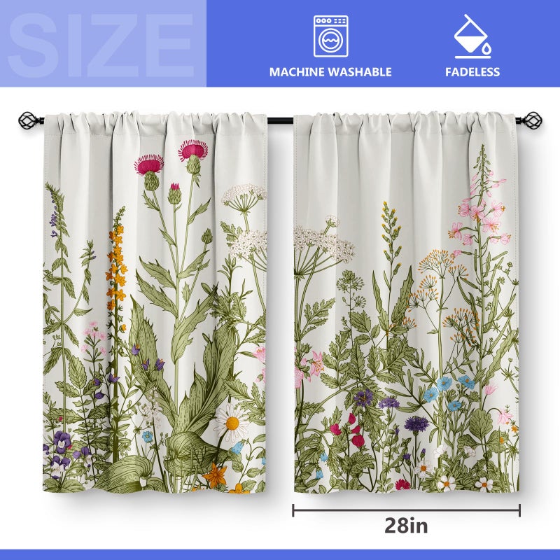 Aimego Wine Glass Red Rose Kitchen Curtains - Country Retro Romantic Flowers Rustic Short Cafe Tier Curtains Decor for Dining Room Valentine Floral Farmhouse Rod Pocket Window Drapes 2 Panels Set 28""x36"" - Image 5