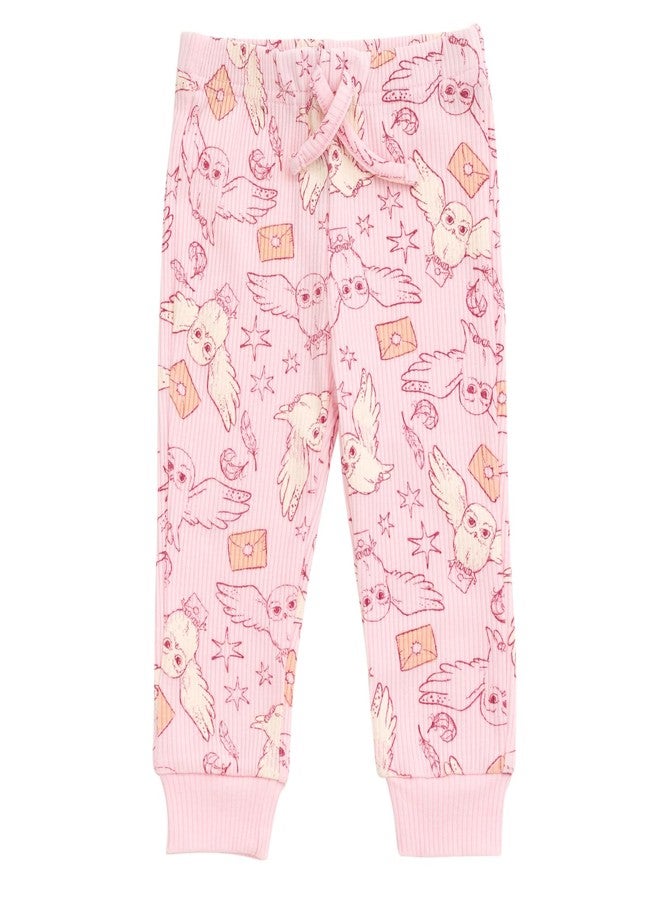 Harry Potter Hedwig Infant Baby Girls Ribbed Bodysuit, Jogger Pants and Headband 3 Piece Outfit Set Blush Pink 12 Months - Image 4