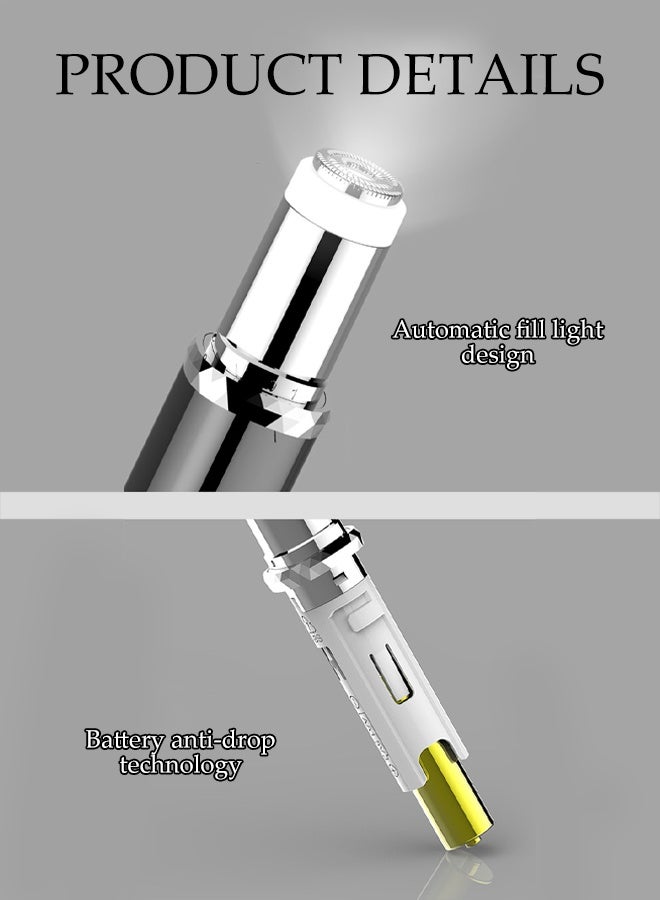 DUNISO Electric Hair Remover，Facial Hair Removal for Women，Portable Electric Shaver，Battery Version，Easy to Carry，Easy to Clean，for Lip, Chin, Eyebrow,White - Image 3