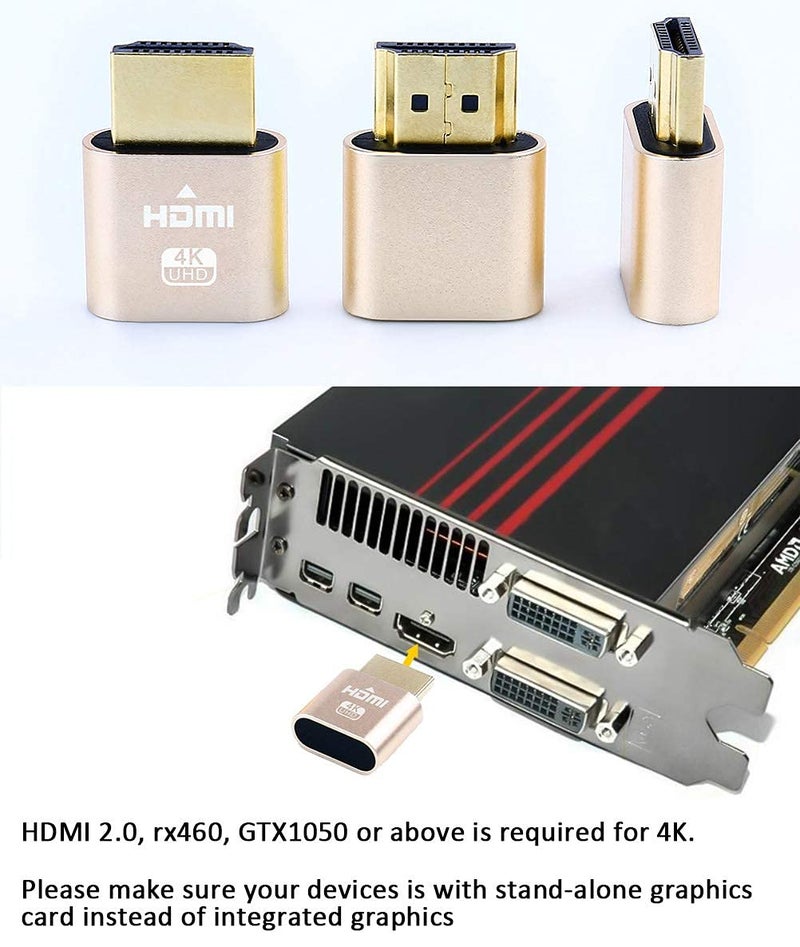 DTech HDMI Dummy Plug 4K Display Emulator Compatible with Windows Mac OSX Linux Support 4kx2k 2160P 1080p for Computer Desktop (fit-Headless, 2 Pack) - Image 2