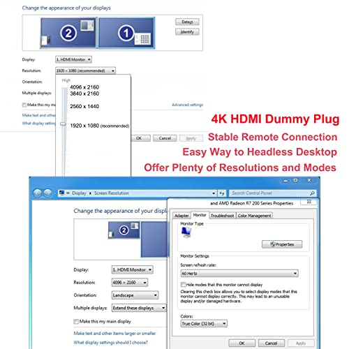 DTech HDMI Dummy Plug 4K Display Emulator Compatible with Windows Mac OSX Linux Support 4kx2k 2160P 1080p for Computer Desktop (fit-Headless, 2 Pack) - Image 3