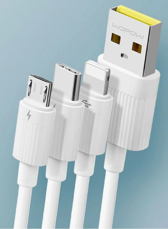 وبو 3 في 1 مايكرو يو اس بي، نوع سي وكابل شحن سريع للايفون 3A بطول 1.2 متر - Image 1
