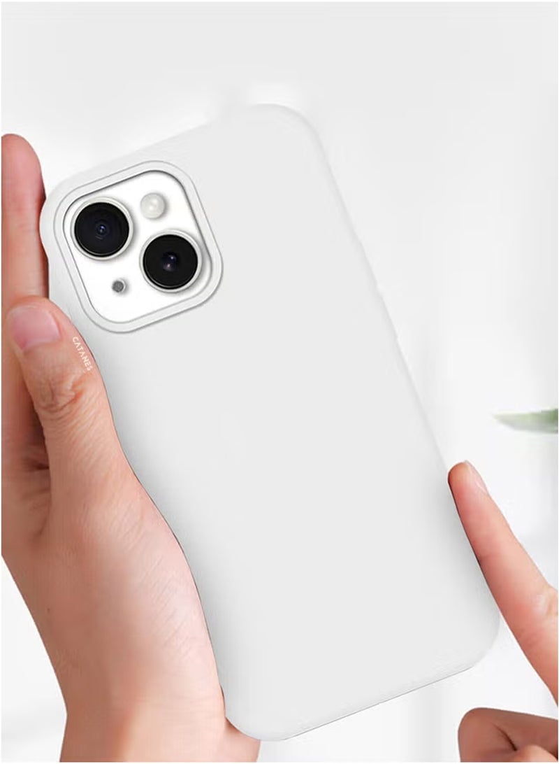 CATANES iPhone 15 Plus Case Silicone Case Cover Durable and Anti Scratch Back Cover White - Image 5