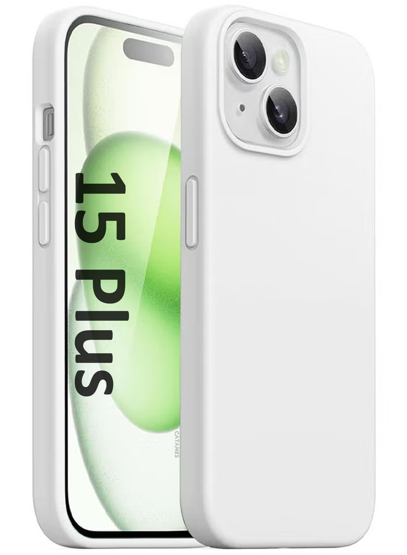 CATANES iPhone 15 Plus Case Silicone Case Cover Durable and Anti Scratch Back Cover White - Image 2