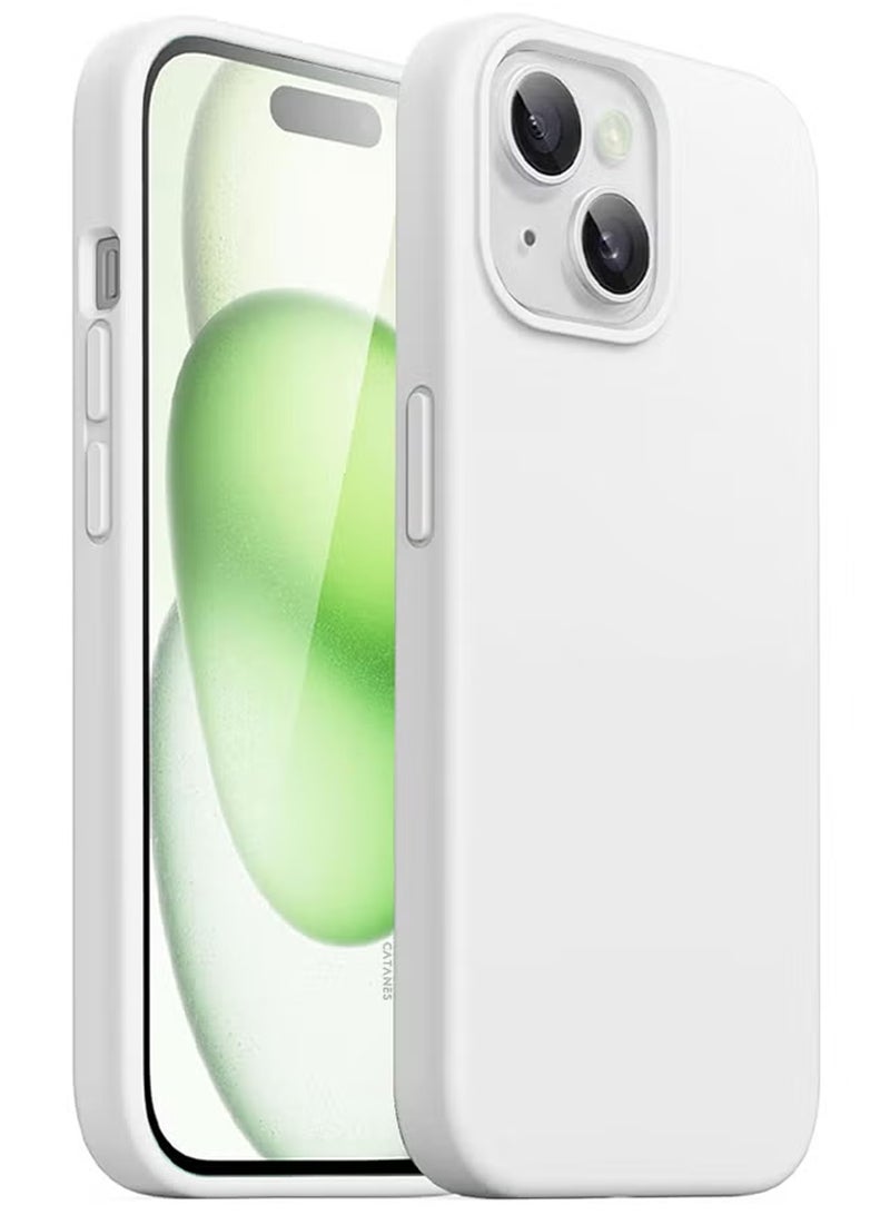 CATANES iPhone 15 Plus Case Silicone Case Cover Durable and Anti Scratch Back Cover White - Image 1