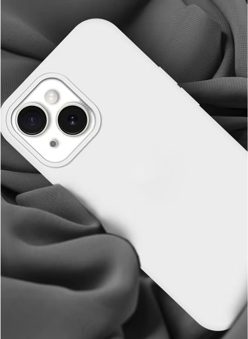 CATANES iPhone 15 Plus Case Silicone Case Cover Durable and Anti Scratch Back Cover White - Image 4