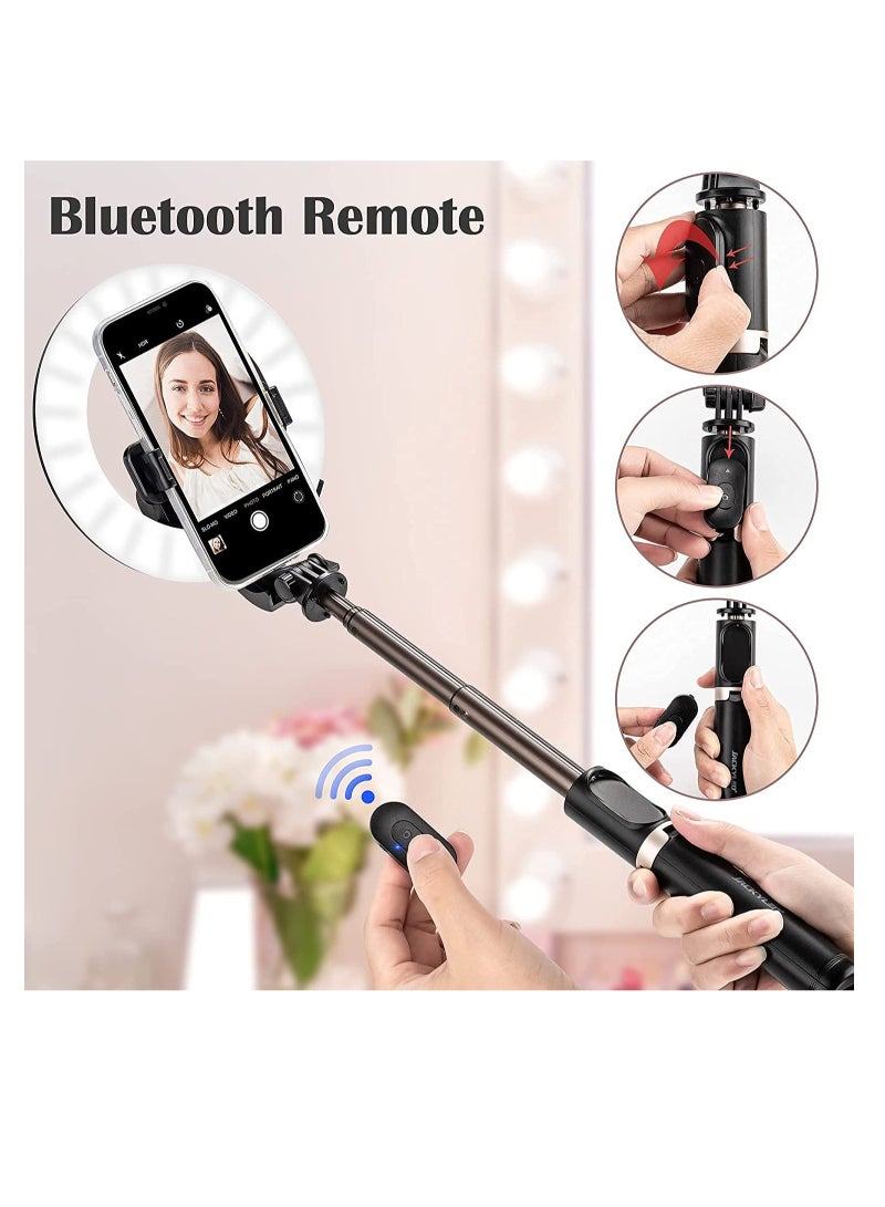 ELTRAZONE Selfie Stick with Light, LED Ring Light Battery Powered with Tripod Stand, Wireless Remote & Phone Holder for Live Stream, Makeup, video, Compatible with iPhone, Android Phone - Image 2