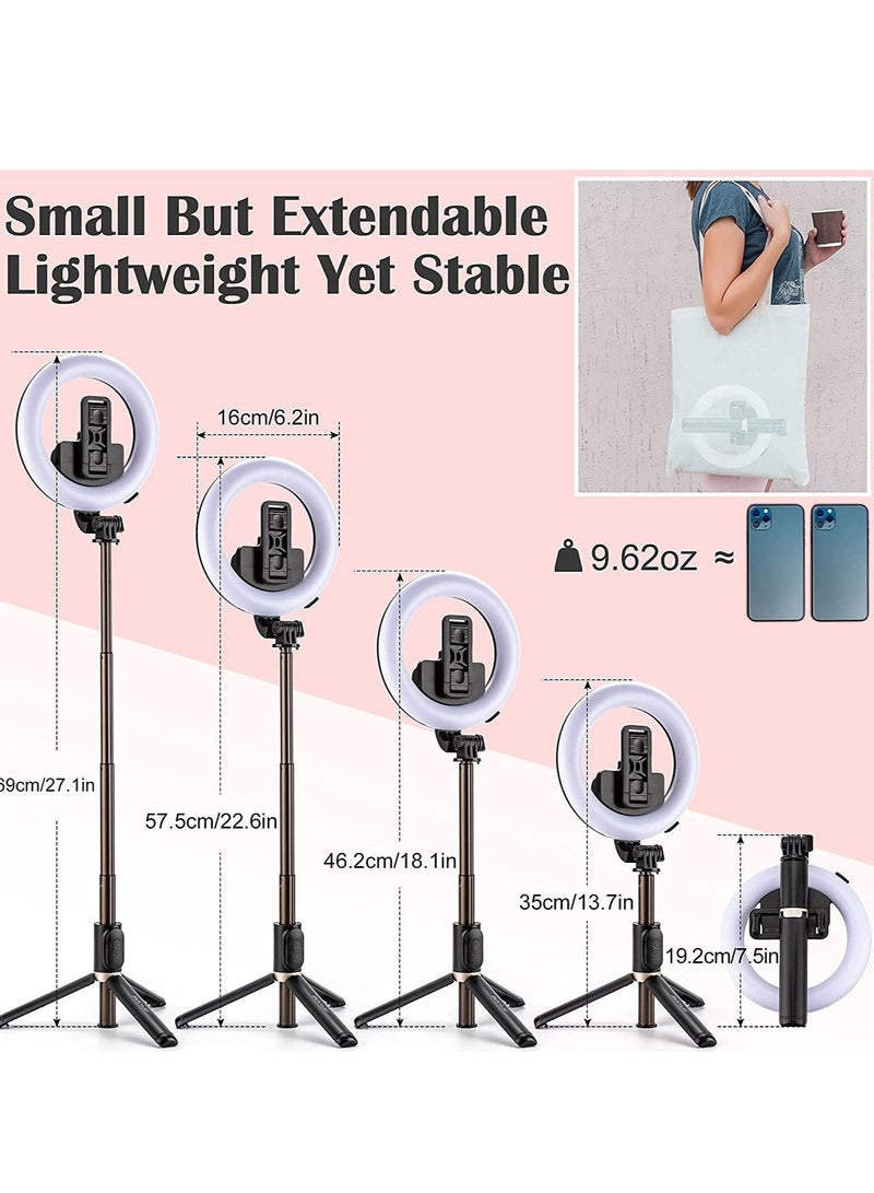 ELTRAZONE Selfie Stick with Light, LED Ring Light Battery Powered with Tripod Stand, Wireless Remote & Phone Holder for Live Stream, Makeup, video, Compatible with iPhone, Android Phone - Image 3
