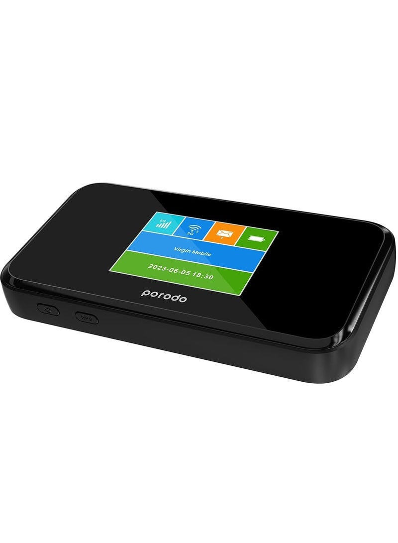 porodo Portable MiFi 5G Wireless Router 5000mAh, 40M Signal Distance, 2.4/5GHz, 12H Working Time, Upto 16 Devices Supported, 4G LTE Performance, Advanced Encryption, Black  - Image 3