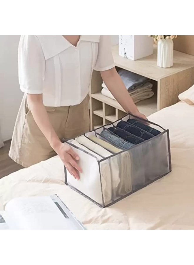 Clothes Pants Underwear Drawer Organiser, Foldable Wardrobe Storage Organiser, 9 Compartments Mesh Storage Drawer for Bra, Baby Clothes, Ties, Socks, Jeans (Large size 36x25x20cm)  - Image 1