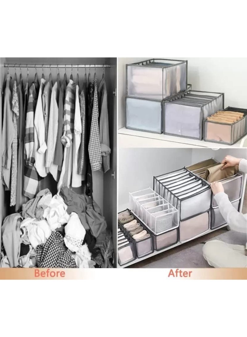 Clothes Pants Underwear Drawer Organiser, Foldable Wardrobe Storage Organiser, 9 Compartments Mesh Storage Drawer for Bra, Baby Clothes, Ties, Socks, Jeans (Large size 36x25x20cm)  - Image 4