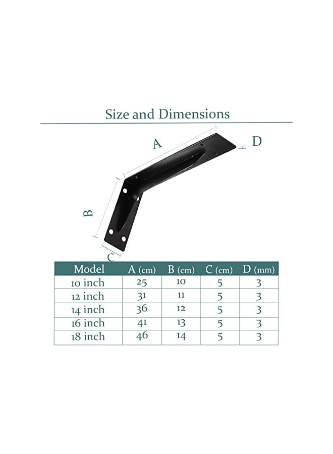 The Bros The Bros Heavy Duty Shelf Brackets Corrosion-Resistant Reinforced and Sturdy Brackets for Shelf and Table Work Bench (Set of 2 Piece) (10inch 2piece set)  - Image 4