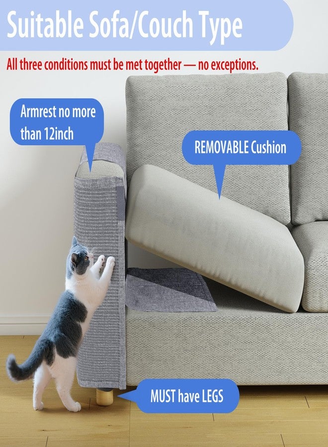 Oroonoko Cat Scratch Couch Protector with Natural Sisal for Protecting Couch Sofa Chair Furniture 23.6" L*19.7" W(Smoke Gray, Right Hand) - Image 4