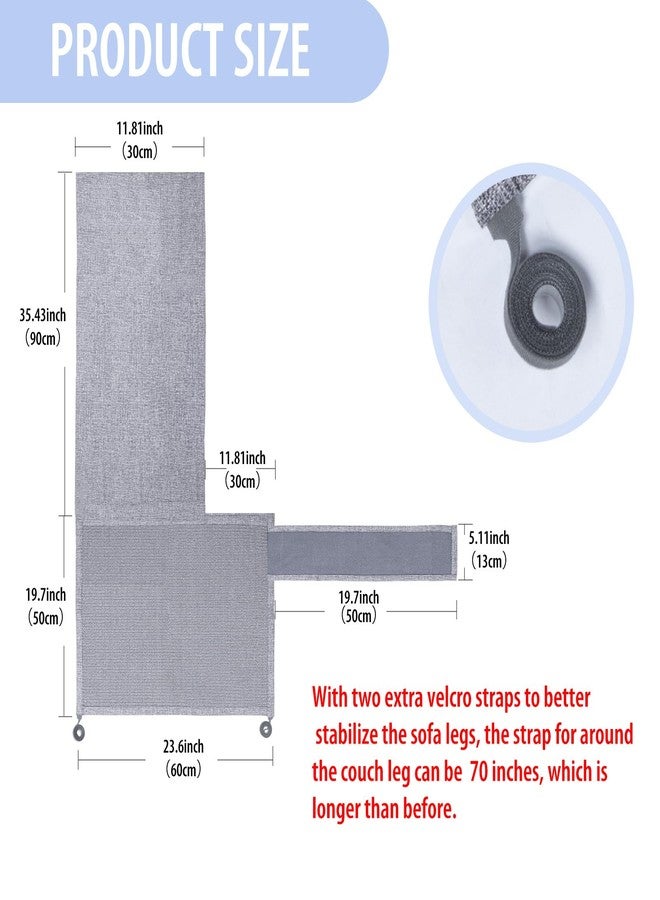 Oroonoko Cat Scratch Couch Protector with Natural Sisal for Protecting Couch Sofa Chair Furniture 23.6" L*19.7" W(Smoke Gray, Right Hand) - Image 2