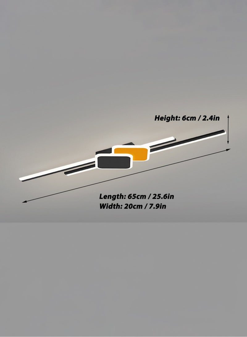 LOOPITYS 65CM-Indoor Long Strip Wall Sconce LED Linear Wall Lamp Modern Acrylic Wall Light Fixture , Modern Minimalist Black Decor Wall Mount Lights for Bedroom Study Room Corridor - Image 2