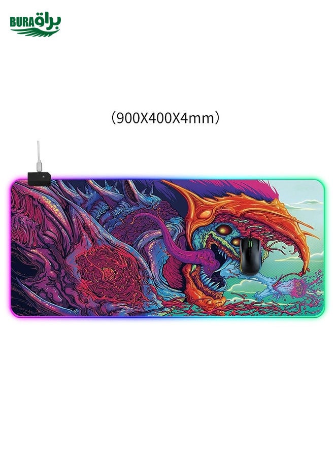 Computer Monster Pattern Illuminated Mouse Pad, Size: 90 x 40 x 0.4cm
