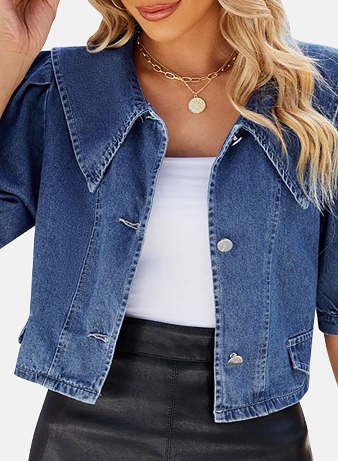 يونيكي Blue Collared Sleeveless Denim Jacket - Image 2