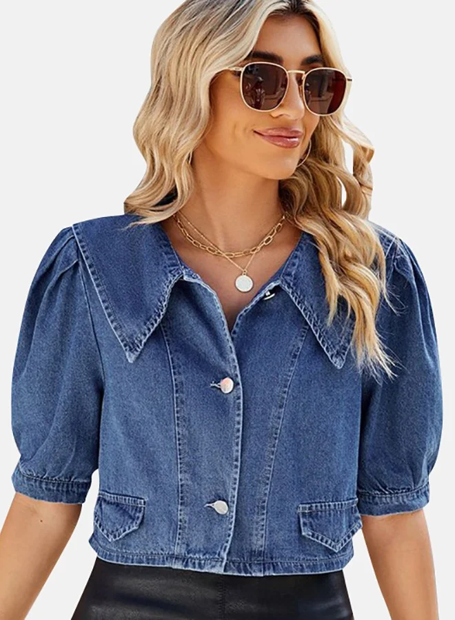 YUNIQEE Blue Collared Sleeveless Denim Jacket