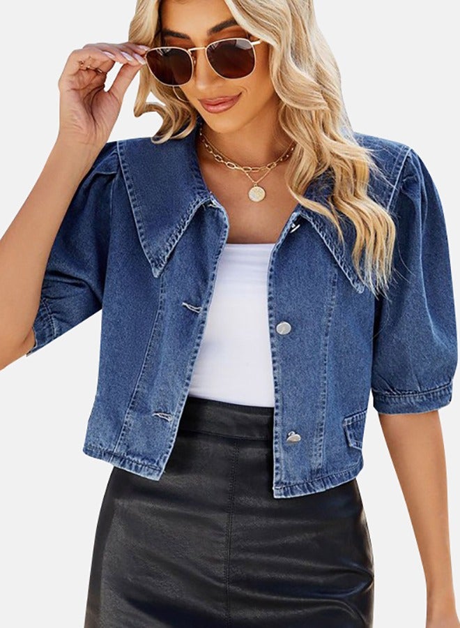 يونيكي Blue Collared Sleeveless Denim Jacket - Image 4