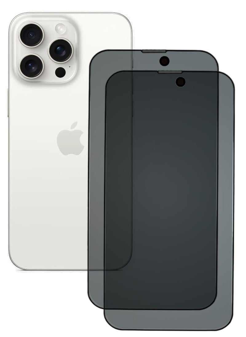 ACLIX 2 Pieces Antistatic ESD Dustproof Premium Quality High Definition Anti-Spy Privacy Tempered Glass Screen Protector Designed For  iPhone 15 Pro - Image 1