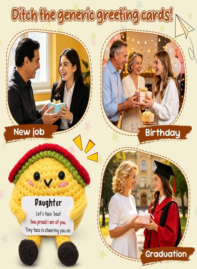 MAMAGIFTREE Funny Taco Daughter Gift from Mom Dad, Cute Handmade Style Encouragement Keepsake with Proud Message Card, Meaningful Birthday Graduation Surprise for Girls Women - Image 5