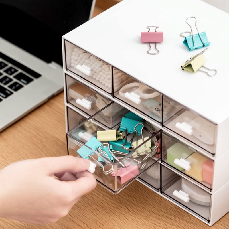 kulusion Desk Organizer-Stackable Storage Drawers, Plastic Compact Desk Storage Box Perfect for Collection Small Item/Cosmetic Office Organizer - 3 drawers (White) - Image 5