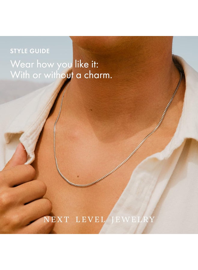 قلادة للجنسين من الفضة الإسترليني الأصلية من Level Jewelry عيار 925 (2 مم، 8.5 مم، 16 بوصة - 30 بوصة)  - Image 3