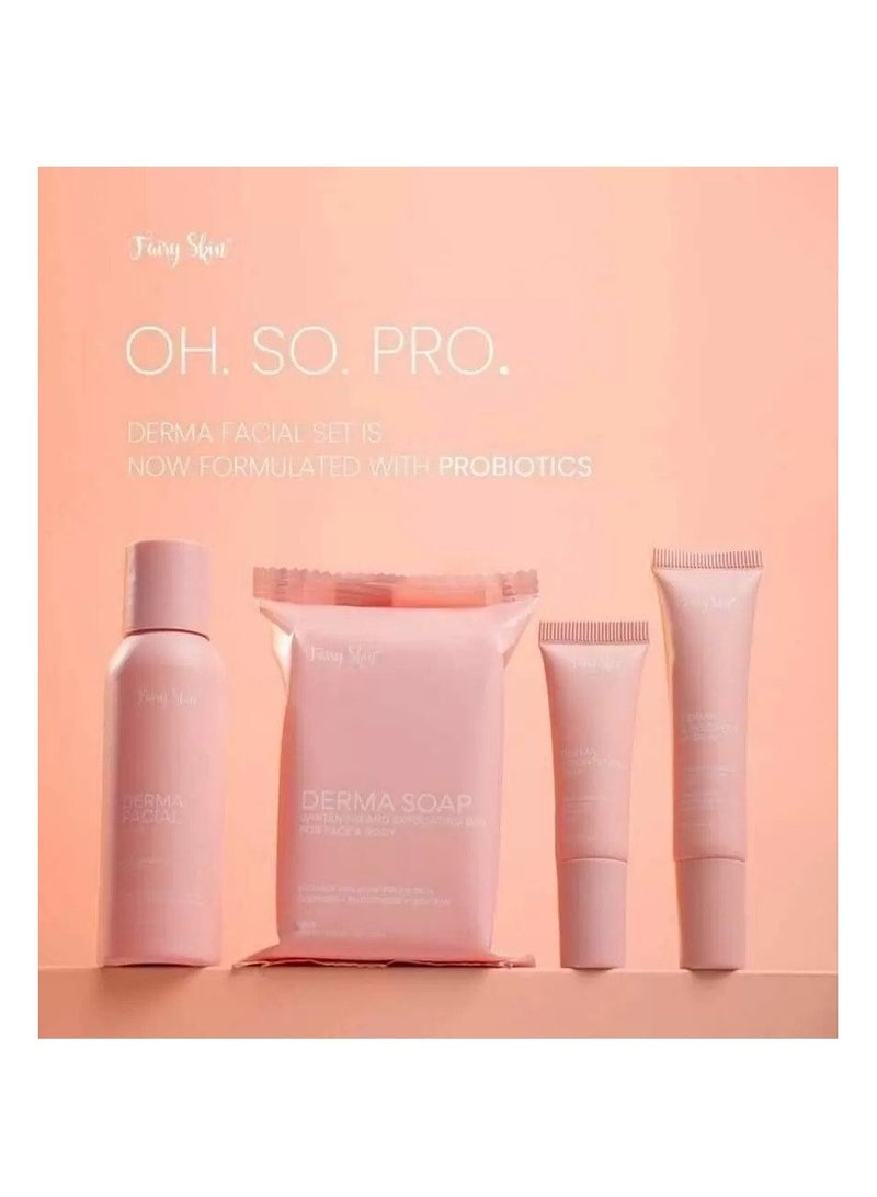 Fairy Skin Derma Facial Set for Instant Korean Glass Skin, Ultimate Defense Against Pimples and Skin Renewal, Complete with 135g Soap, 60ml Toner, 10g Brightening Cream, and 10g Sunscreen - Image 2
