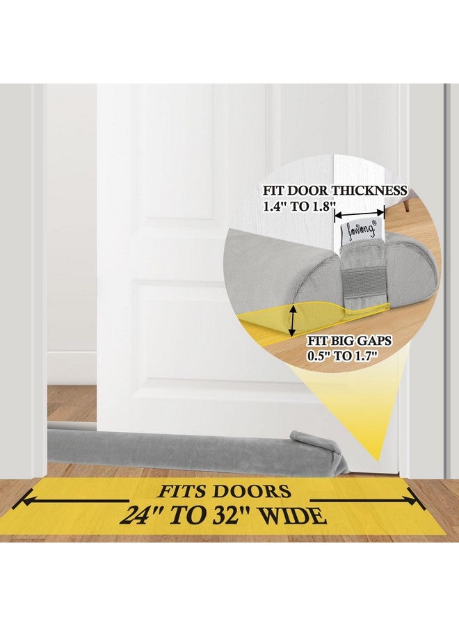fowong fowong Door Draft Stopper 32 Inch Adjustable Draft Stopper for Bottom of Door, Soundproofing 30" to 32" Noise Blocker Seal Large Gap up to 1.7"", Easy to Install, Grey  - Image 2