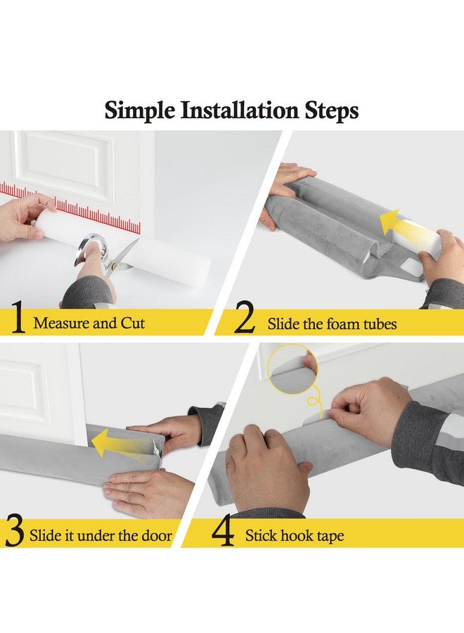 fowong fowong Door Draft Stopper 32 Inch Adjustable Draft Stopper for Bottom of Door, Soundproofing 30" to 32" Noise Blocker Seal Large Gap up to 1.7"", Easy to Install, Grey  - Image 4