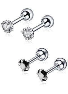 TREYO Elegant Cubic Zirconia Ear Bone Studs for Women – Sparkling Round Back, 6 MM, Hypoallergenic Premium Material, Safe for Sensitive Skin  - Image 1