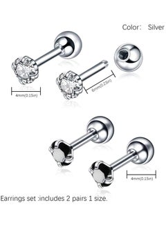 TREYO Elegant Cubic Zirconia Ear Bone Studs for Women – Sparkling Round Back, 6 MM, Hypoallergenic Premium Material, Safe for Sensitive Skin  - Image 2