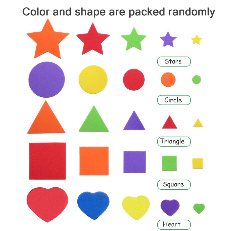 Sumind 1500 Pieces Self Adhesive Foam Stickers Mini Geometry Shapes EVA Foam Stickers for Kids DIY Art Craft, Circle, Square, Triangle, Heart, Pentagram - Image 4