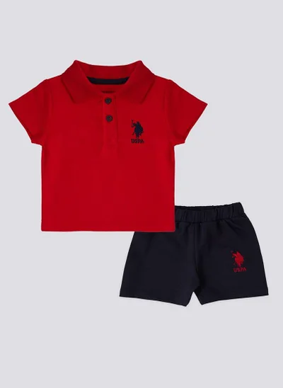 U.S. Polo Assn. U.S. Polo Assn. Collar Red Baby Boys Set