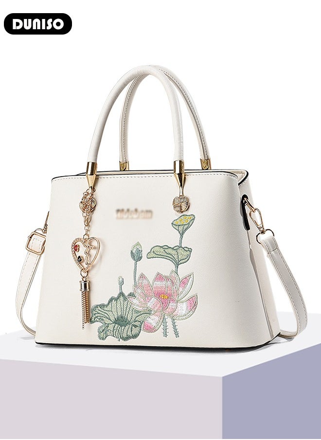 DUNISO Crossbody Bags for Women,Large Handbags for Women,Retro Shoulder Clutch Chinese Style Floral Embroidered Jacquard Women's Evening Bags,PU Leather Cross Body Bag Ladies Wallet Purse  - Image 2