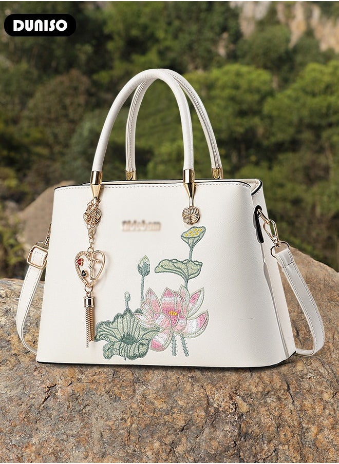 DUNISO Crossbody Bags for Women,Large Handbags for Women,Retro Shoulder Clutch Chinese Style Floral Embroidered Jacquard Women's Evening Bags,PU Leather Cross Body Bag Ladies Wallet Purse  - Image 4