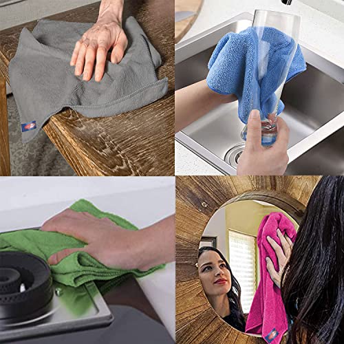 Sassoon Highly Absorbent Microfiber Cleaning Cloth in 450 GSM (6 Pcs, Peacock) 40X40 cms- Thick Lint & Streak-Free Multipurpose Cloths-Automotive Microfiber Towels for Car Bike Cleaning - Image 4