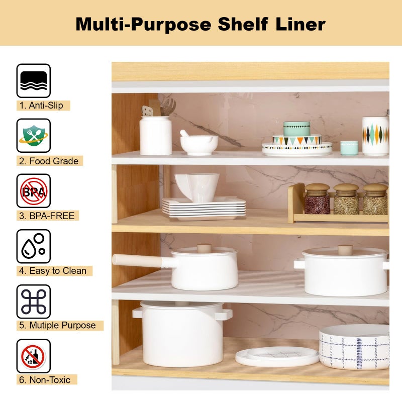 TEZZ Shelf Liner, 11.8 Inches x 20 FEET Non-Slip Kitchen Cabinet Liner, Washable Oil-Proof Non-Adhesive Contact Paper for Kitchen Drawer, Cabinet, Shelves, Cupboard, Refrigerator, Storage, Desk, Countertop - Image 2