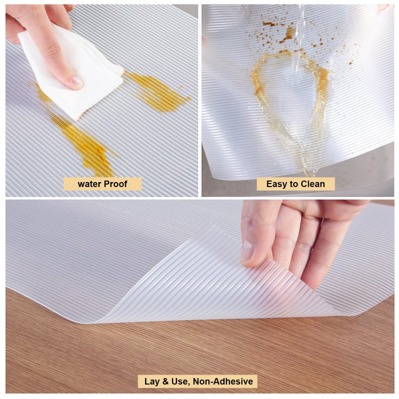 TEZZ Shelf Liner, 11.8 Inches x 20 FEET Non-Slip Kitchen Cabinet Liner, Washable Oil-Proof Non-Adhesive Contact Paper for Kitchen Drawer, Cabinet, Shelves, Cupboard, Refrigerator, Storage, Desk, Countertop - Image 3